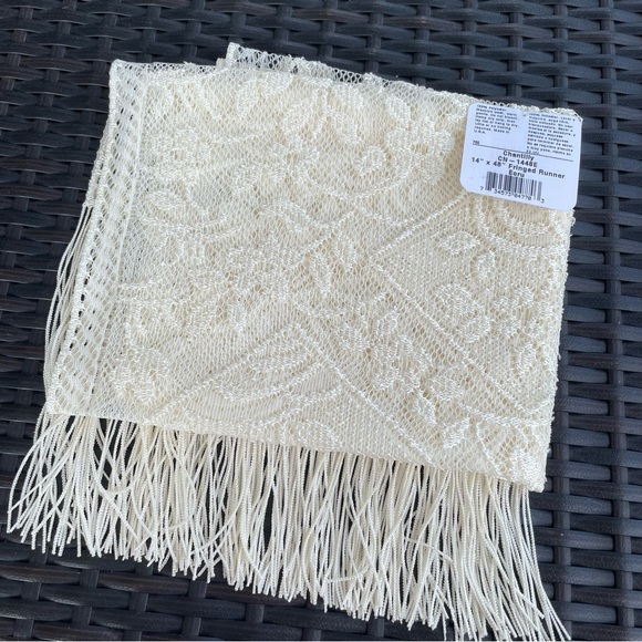 14”x48” Heritage Lace Fringed Runner in Chantilly Print 14”x48” - Picture 12 of 13